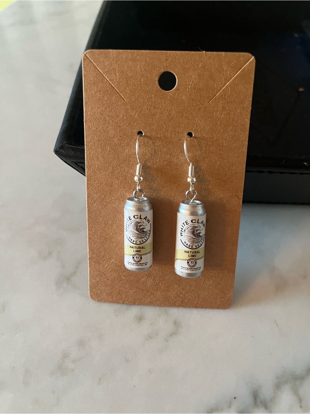 2/$15- White Claw Natural Lime Can Dangle Earrings Handmade